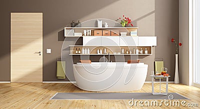 Moder bathroom with round bathtub Stock Photo