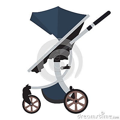 Moder vector Baby Stroller with new flat color design. Vector Illustration