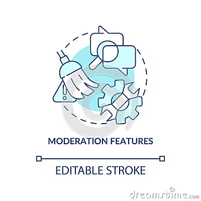 Moderation features turquoise concept icon Vector Illustration