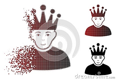 Fractured Pixel Halftone Moderator Icon Vector Illustration