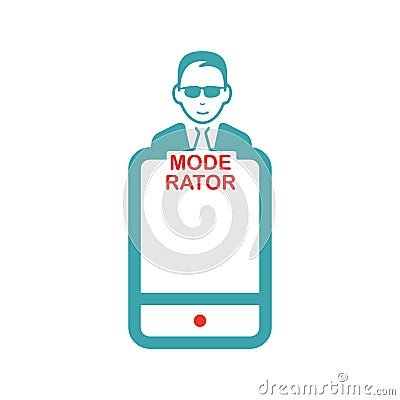 Moderator sign on tablet screen vector illustration. Vector Illustration