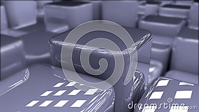 Modern abstract background blueish cubes, background of 3d glossy shiny blocks, box, 3d render Stock Photo