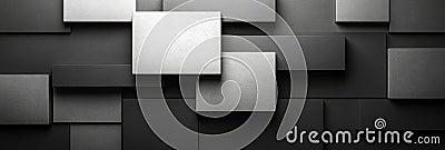 Modern abstract background featuring overlapping gray and black squares, creating a visually appealing pattern Stock Photo