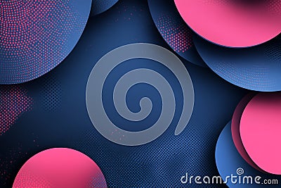 Modern abstract background featuring overlapping pink and blue circles with halftone pattern, creating a dynamic and vibrant Stock Photo