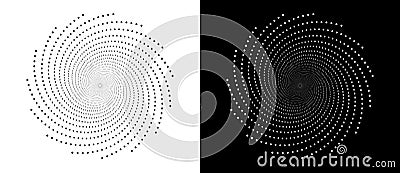 Modern abstract background. Halftone dots in circle form. Spiral logo, design element or icon. Vector dotted frame. A black figure Vector Illustration