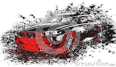 Modern red abstract sports car art effect Stock Photo