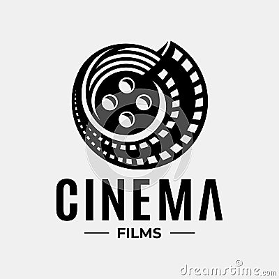 Modern abstract cinema film strip logo design. Luxury cinematography logo brand. Vector Illustration