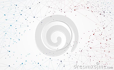 Modern abstract circle white network science connection technology internet and graphic design. on hi tech future gray background Vector Illustration