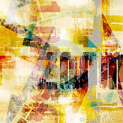 Modern abstract collage with grunge typo and geometrical elements Stock Photo