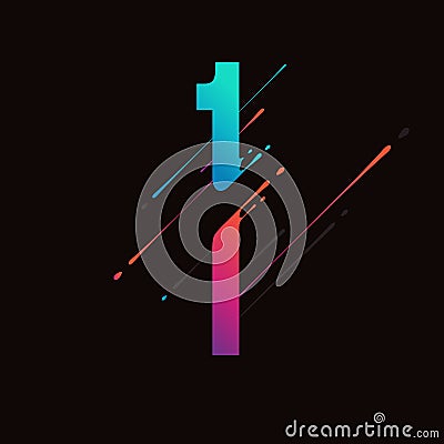 Modern abstract colorful number. Dynamic liquid ink splashes number. Vector design element for your art. Number 1 Vector Illustration