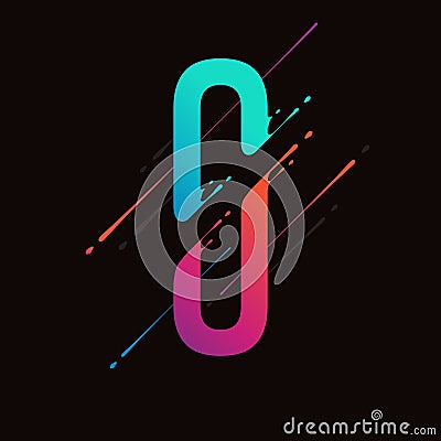 Modern abstract colorful number. Dynamic liquid ink splashes number. Vector design element for your art. Number 0 Vector Illustration