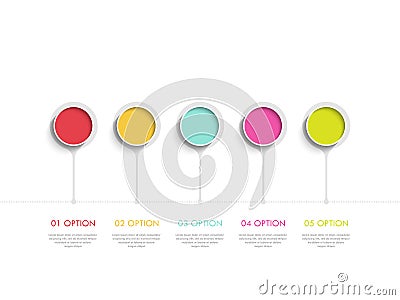 Modern abstract 3D infographic template with five steps. Business circle template with options for brochure, diagram. EPS 10 Vector Illustration