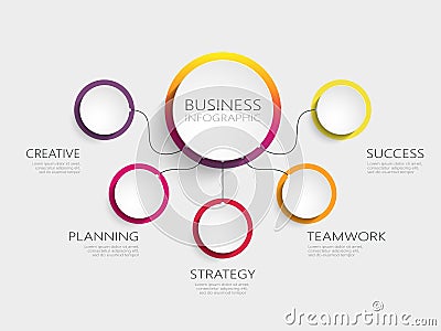 Modern abstract 3D infographic template with a five steps for success Vector Illustration