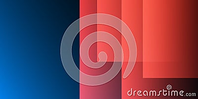 A modern abstract design featuring a smooth blue gradient background with overlapping transparent red squares on the right. Vector Illustration