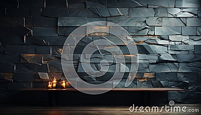 Modern abstract design with illuminated grunge wallpaper in a luxury apartment generated by AI Stock Photo