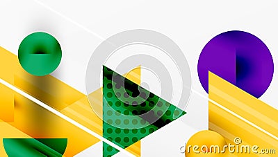 Modern Abstract Design with Overlapping Transparent Triangles and Circles Vector Illustration