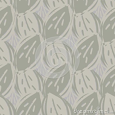 Modern abstract faux mono print leaves vector background. Seamless geometric diagonal pattern. Simple imitation lino cut Vector Illustration