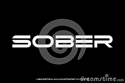 Modern abstract futuristic style sans serif alphabet display font vector. Geometric typeface Vector Illustration