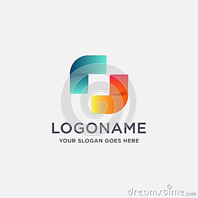 Modern abstract gradient technology rotation logo icon vector template Vector Illustration