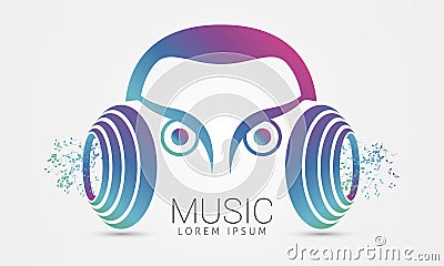 Modern abstract headphones. Music symbol. Vector Vector Illustration