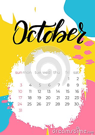 Modern abstract illustration October 2021 for paper design. Vector Illustration