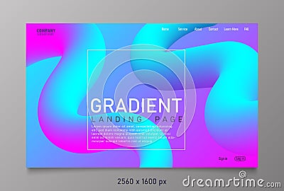 Modern abstract landing page background with gradient colors using fluid and liquid Vector Illustration