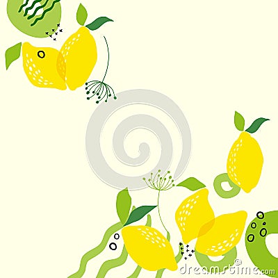 Modern abstract lemon art vector leaves background. Vector Illustration