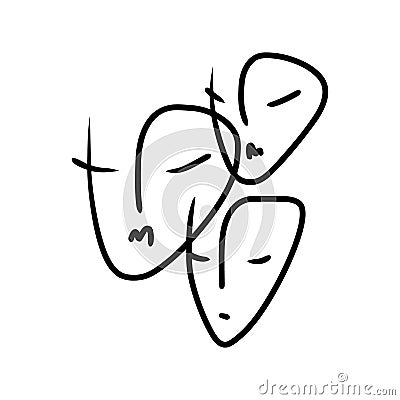 Modern abstract minimalistic Modern abstract minimalistic continuous faces set portrait composition. Linear ink brush Vector Illustration