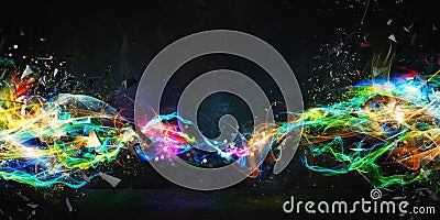 Modern abstract motion banner on dark background Stock Photo