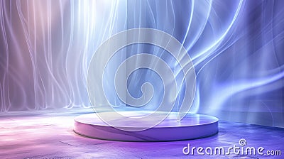 Modern Abstract Neon Platform in Blue and Purple Hues Stock Photo