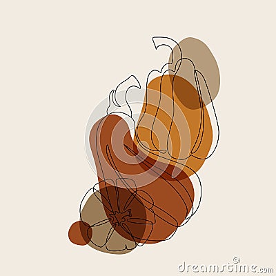 Modern abstract pumpkin drawing. Autumn pumpkins outlines on geometric background Vector Illustration