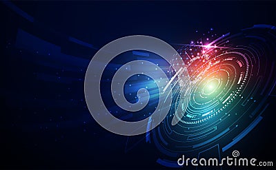 Modern Abstract technology concept communication circle digital circuits on blue background and innovation hi tech future design Vector Illustration