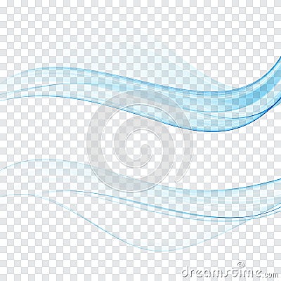 Modern abstract transparent futuristic web swoosh wave collection. Three blue transparent isolated separate lines layout Vector Illustration