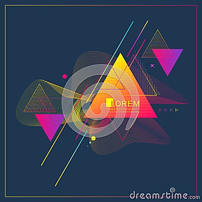 Modern abstract triangle geometric pattern design and background with dynamic linear waves. Vector illustration suitable Vector Illustration