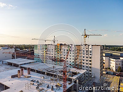 Modern aerial landscape with construction aerial for urban design. House equipment. City landscape. Construction Editorial Stock Photo