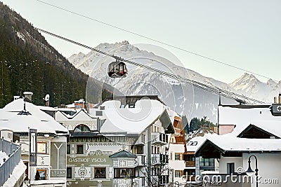 Modern aerial tramway in Austrian Alps ski resort Editorial Stock Photo