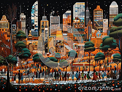 Modern African city Cartoon Illustration