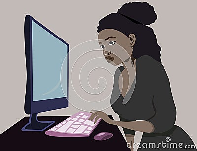 Modern Afro-American Blogger: A Stroke of Creativity Vector Illustration