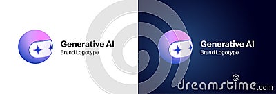 Modern AI icon with chatbot mascot. Futuristic robot head with gradient colors and minimal design. Symbol of artificial Cartoon Illustration
