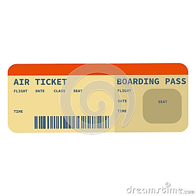 Modern airline ticket design with flight time and passenger name. Vector illustration. Vector Illustration