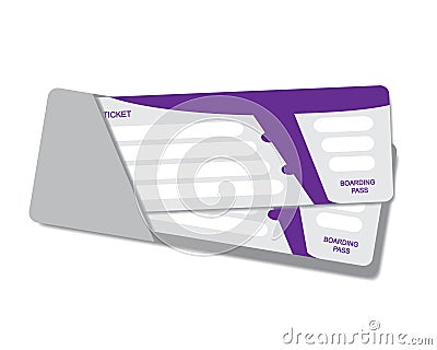 Modern airline travel boarding pass two tickets isolated on white background. Time to travel. Vector template Vector Illustration