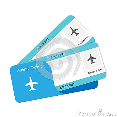 Modern airline travel boarding pass two tickets. Vector Illustration