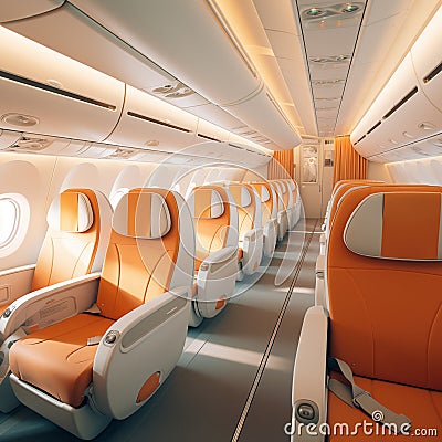 Modern airplane interior Stock Photo