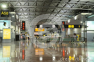 Modern airport terminal, Brussels Airport, Belgium Editorial Stock Photo