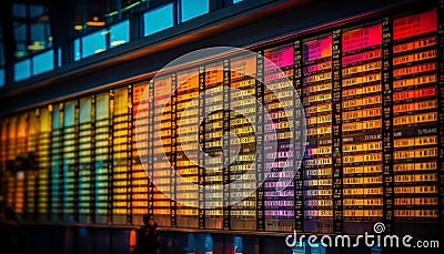 Modern airport terminal illuminates city life, a futuristic journey awaits generated by AI Stock Photo