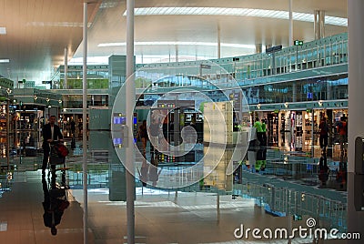 Modern airport terminal with low movement Editorial Stock Photo