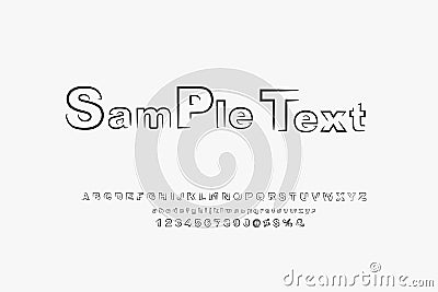 Modern alphabet, abstract font design, creative part stroke typography font alphabet, letters, numbers, sign and symbols, Vector Illustration