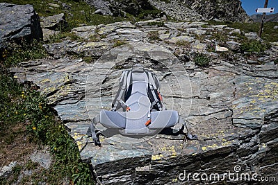 Modern alpine trekking backpack Stock Photo