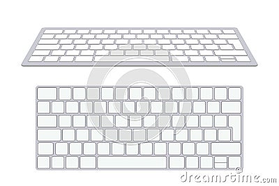 Modern aluminum computer keyboard isolated on white background. Vector illustration Vector Illustration