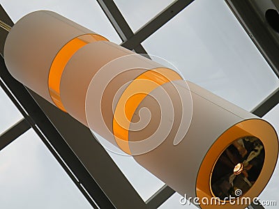 Modern Amber Commercial Lighting Sculpture Editorial Stock Photo